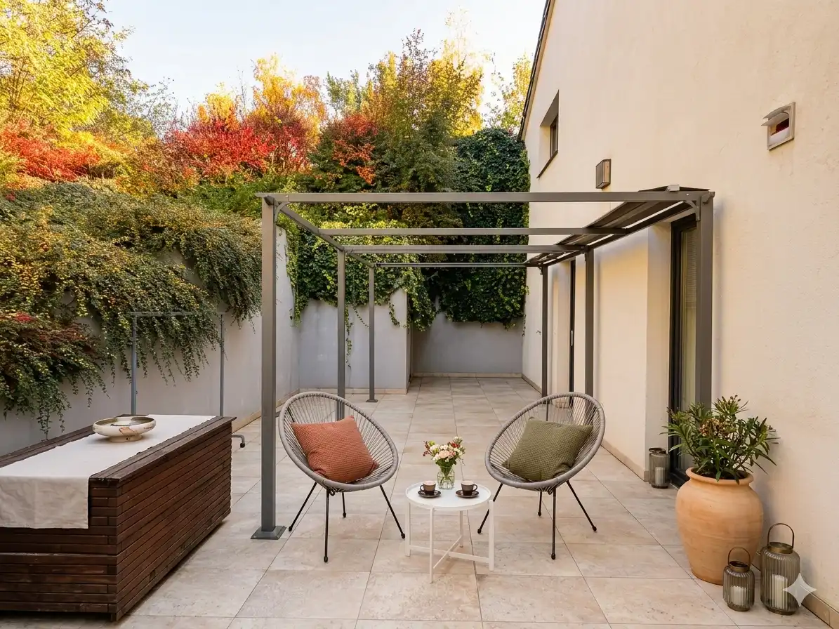 Terasa vily Troubsko – moderní venkovní prostor s výhledem na soukromou zahradu